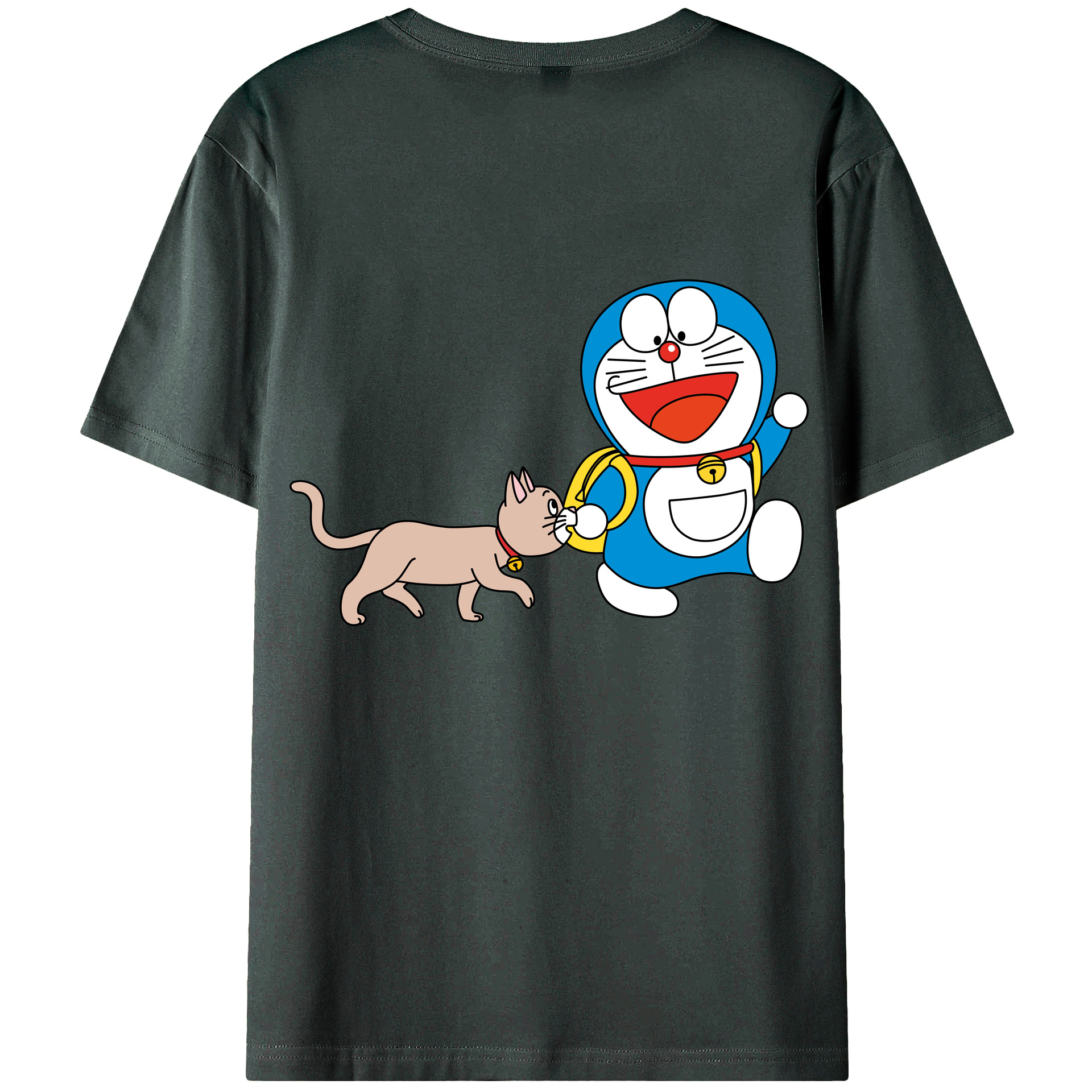 （画像用） ドラえもん Doraemon 綿100％ メンズ半袖Tシャツ（バックプリント） 通気性